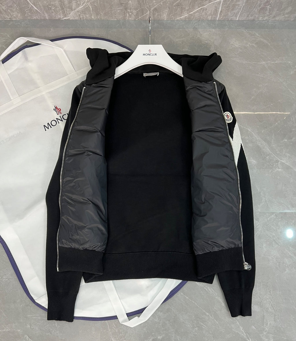 Moncler mens cardigan big m logo black