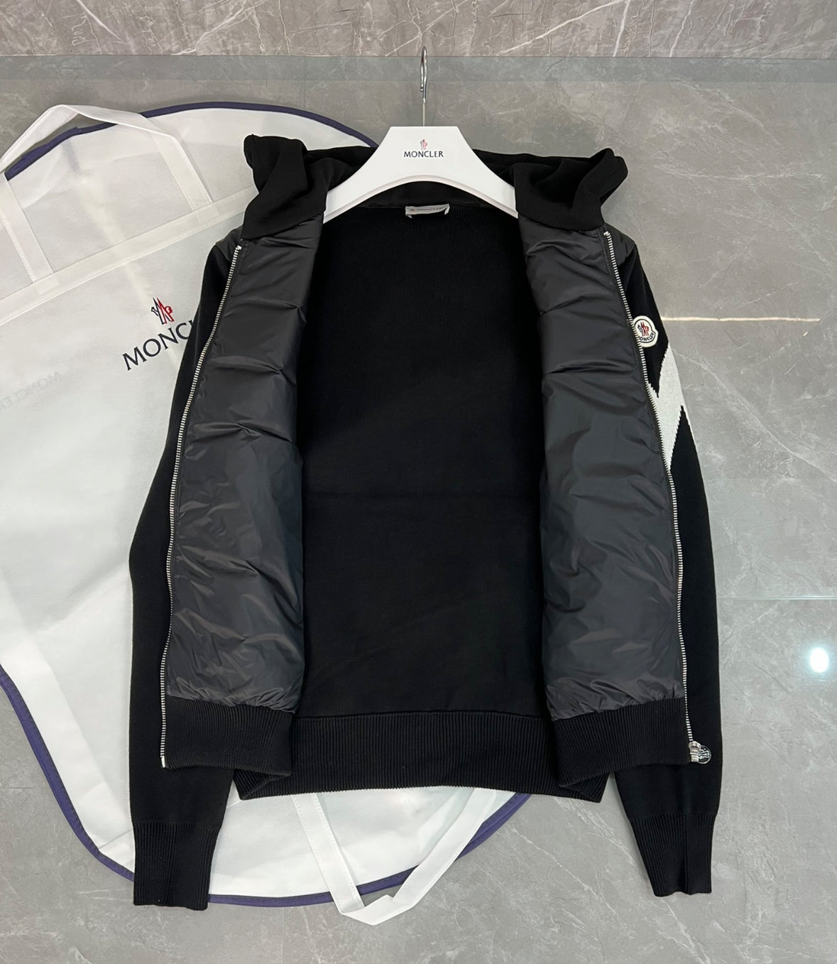 Moncler mens cardigan big m logo black
