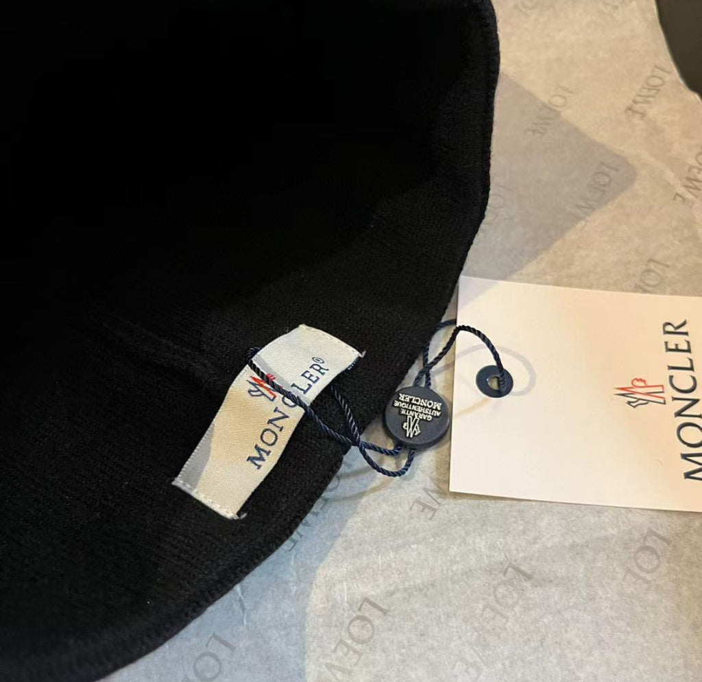 Moncler Tricolore Striped Logo Beanie
