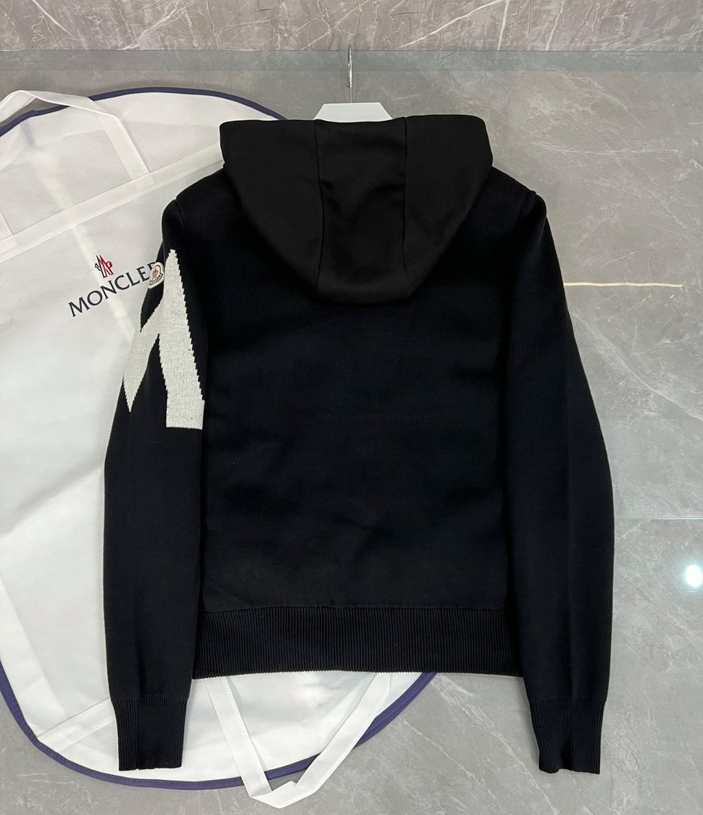 Moncler mens cardigan big m logo black