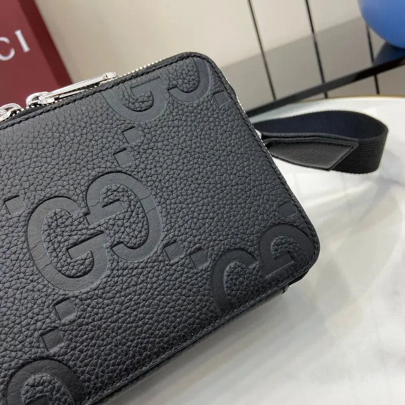 Gucci Jumbo GG Unisex Crossbody Bag Black