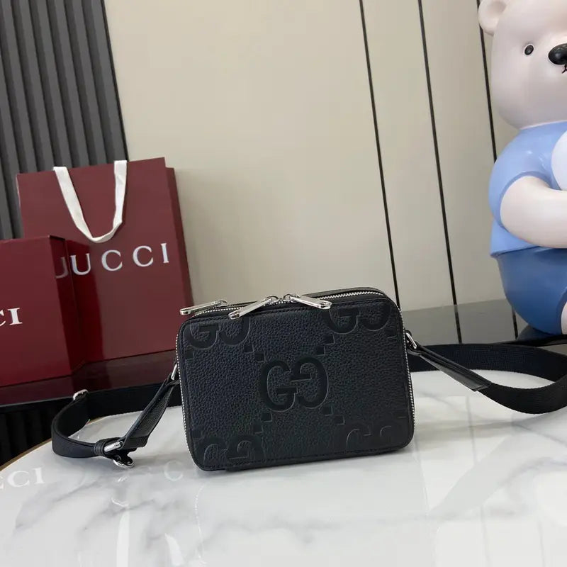 Gucci Jumbo GG Unisex Crossbody Bag Black