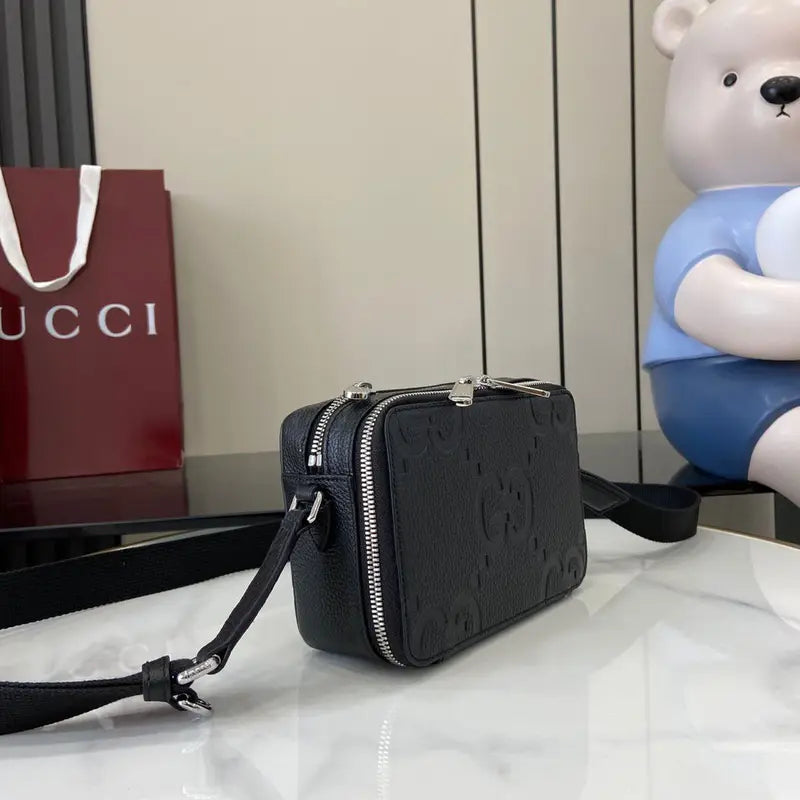 Gucci Jumbo GG Unisex Crossbody Bag Black